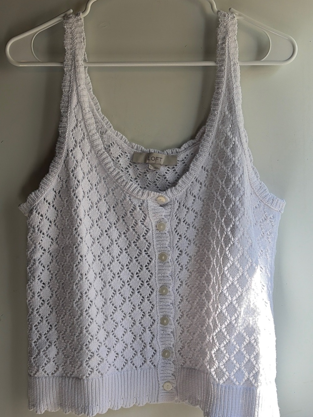 LOFT White Knit Button-Front Camisole